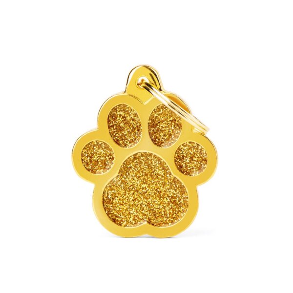 hondenpenning Shine Big Paw gold Glitter