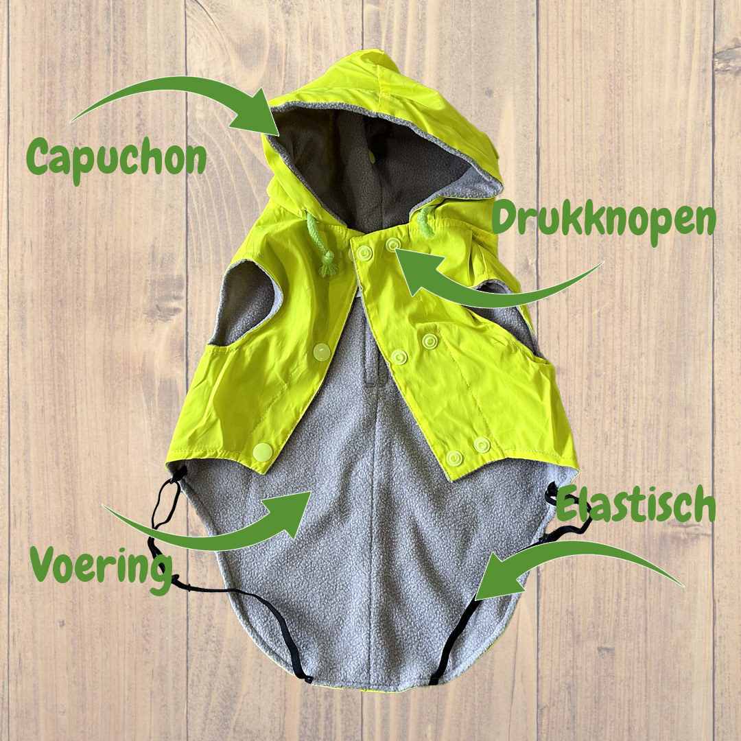 Honden regenjas reflecterend geel
