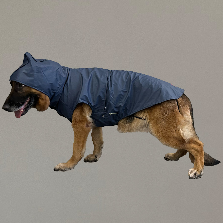 Hondenjas met capuchon klassiek blauw