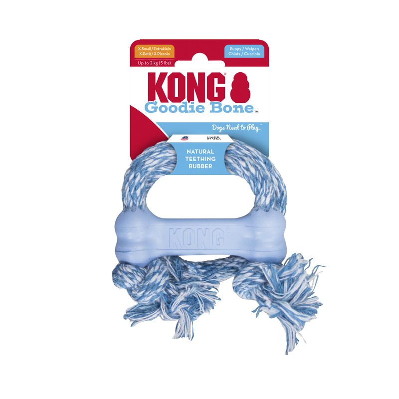 KONG Puppy Goodie Bone met touw blauw