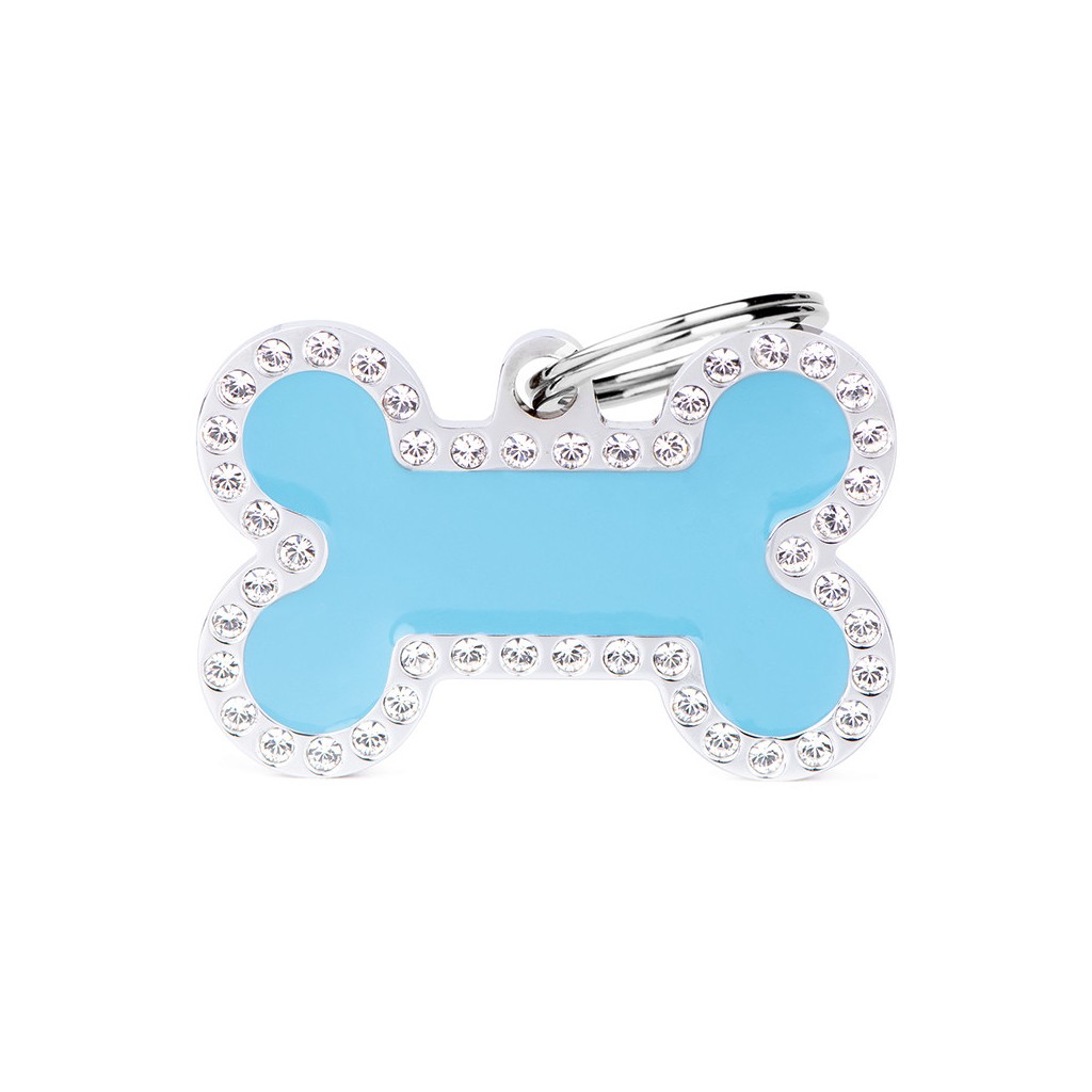 Glam Big Bone Light Blue with Rhinestones