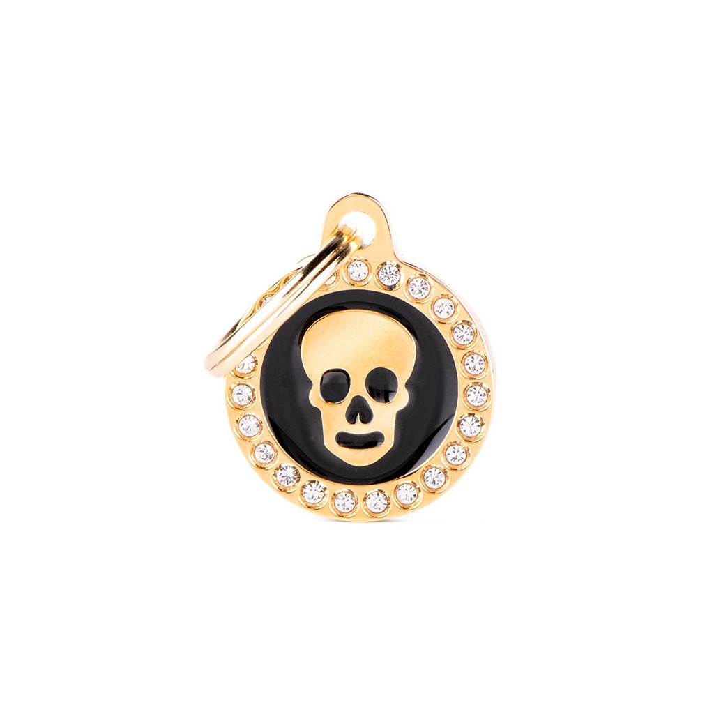 Glam Black and Gold Skull with Rhinestones