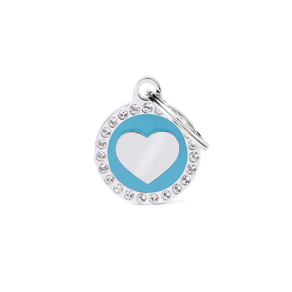 Glam Light Blue Heart with Rhinestones
