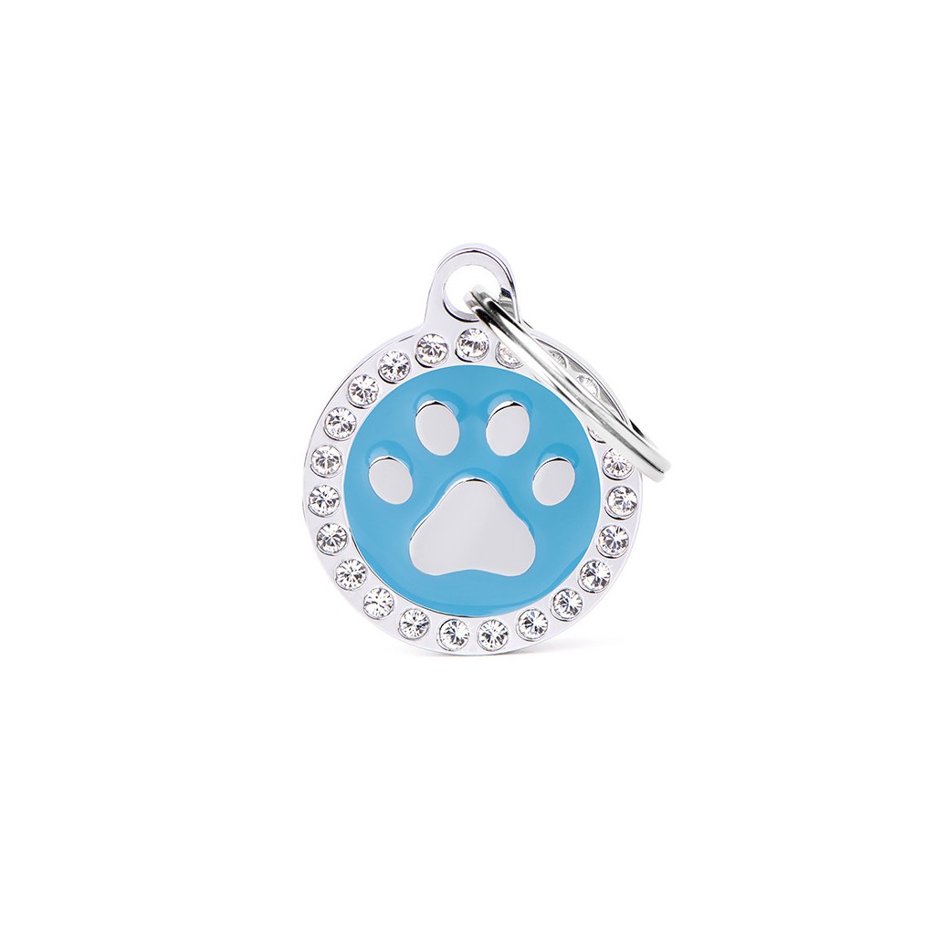 Glam Light Blue Paw with Rhinestones
