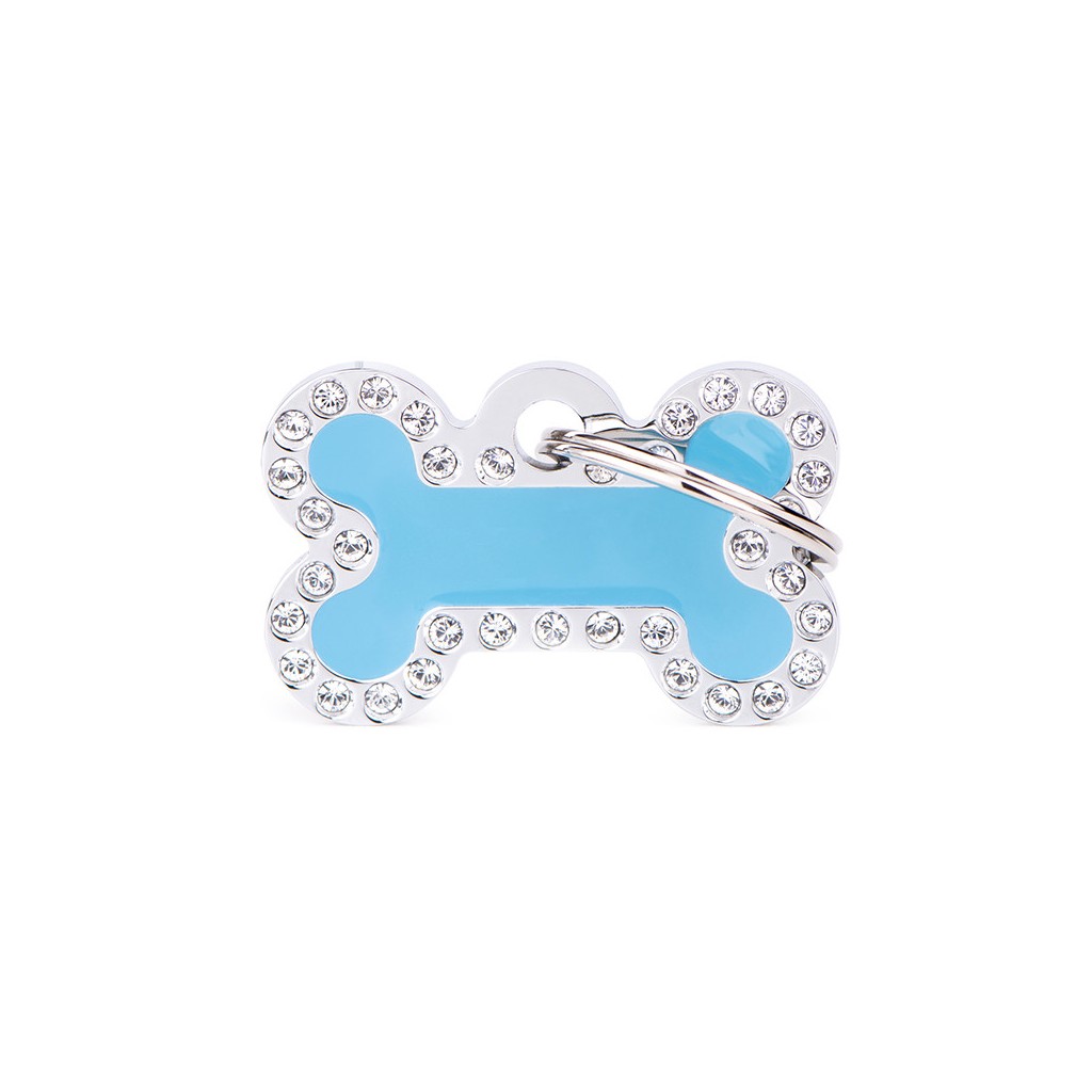 Glam Small Light Blue Bone with Rhinestones