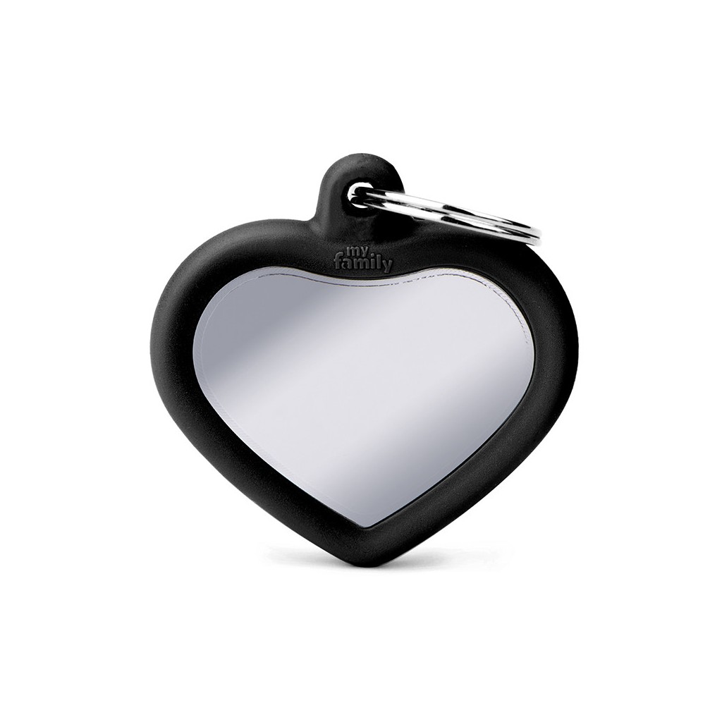 Hushtag Chrome-Plated Brass Heart with Black Rubber