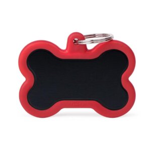 Hushtag XL Black Aluminum Bone with Red Rubber