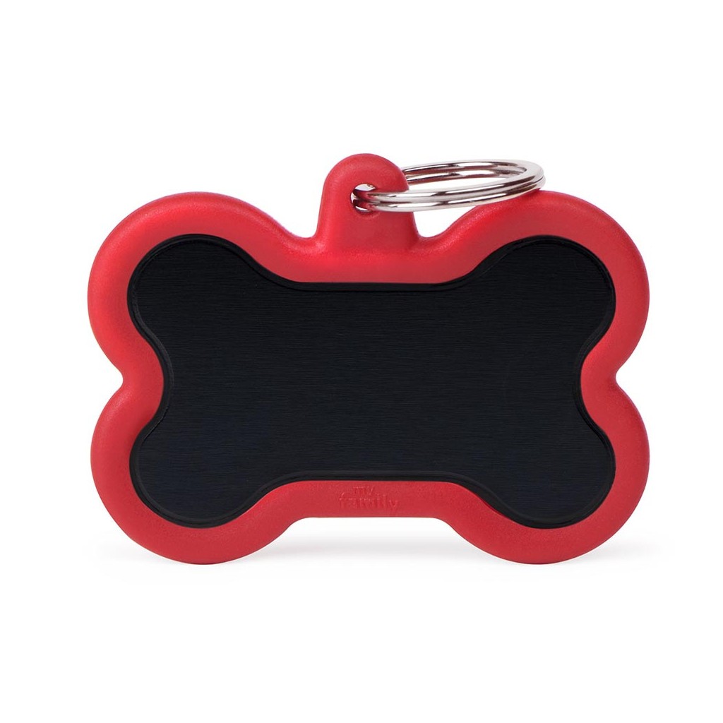 Hushtag XL Black Aluminum Bone with Red Rubber