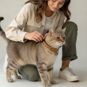 lederen kattenhalsband bruin