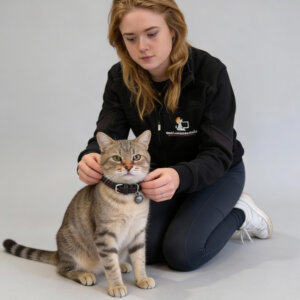 lederen kattenhalsband zwart