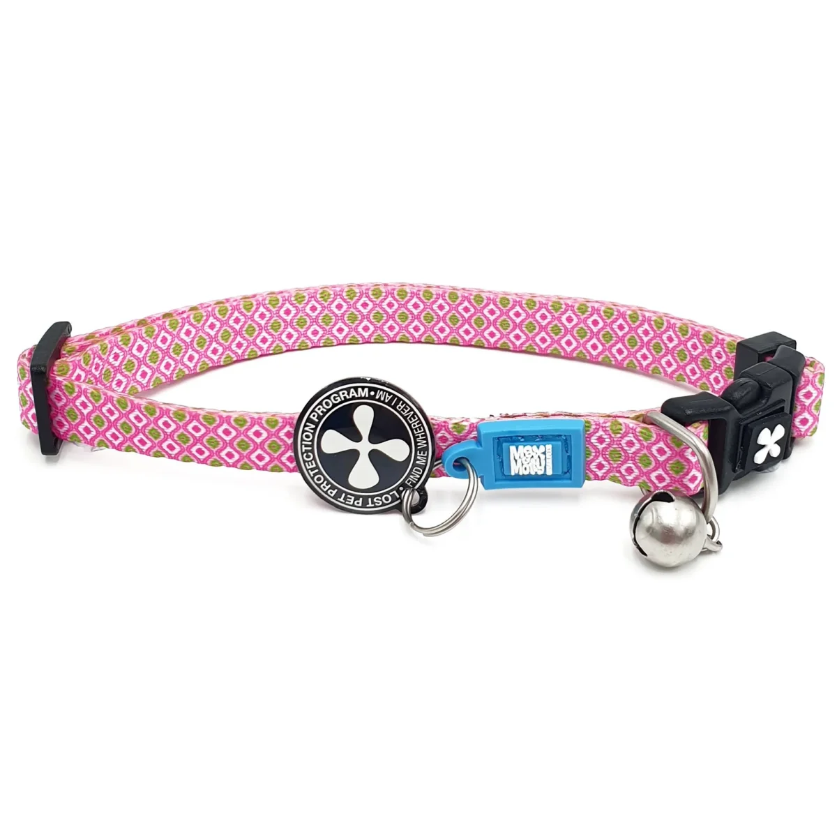 Kattenhalsband met slimme ID tag – Retro pink