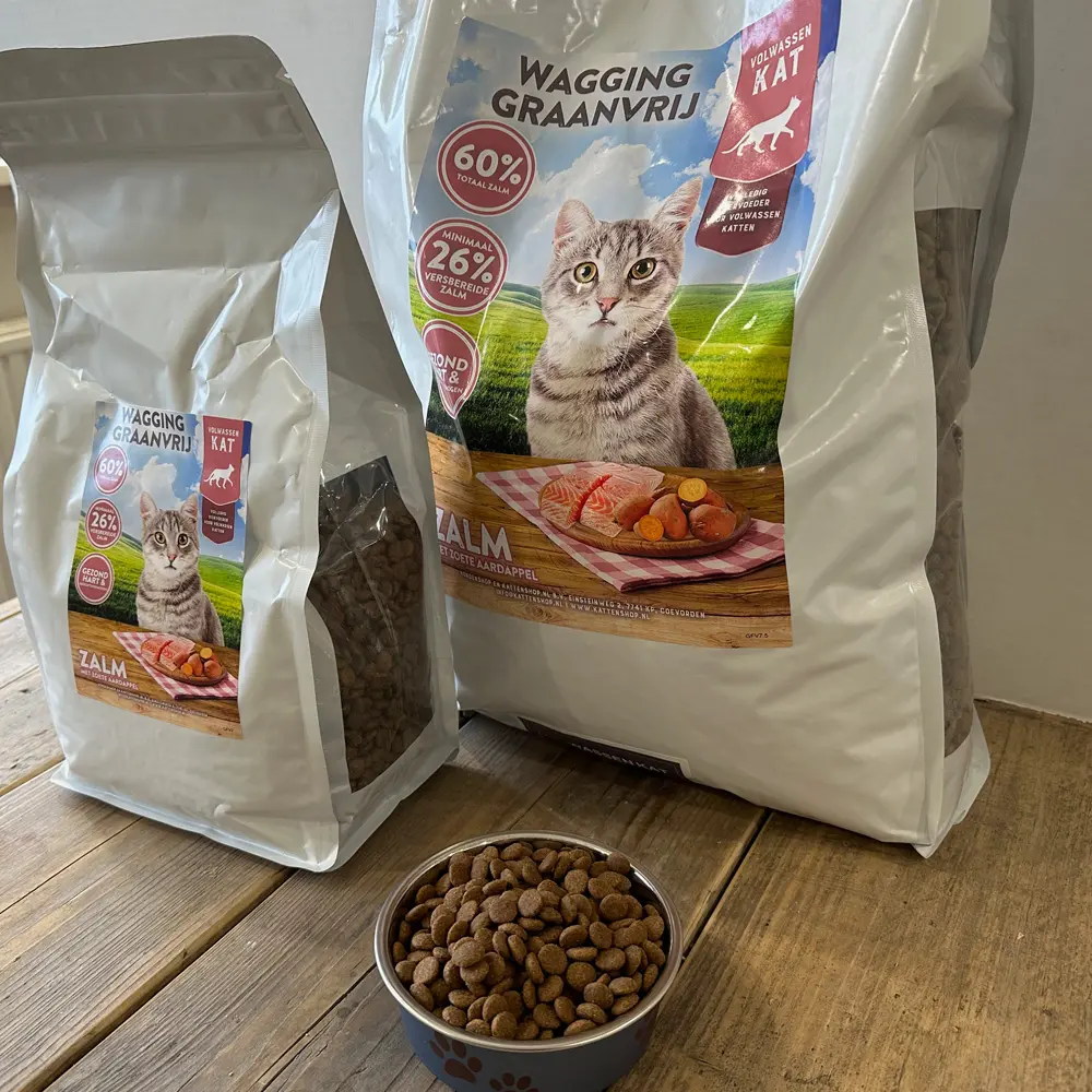 wagging graanvrij zalm kattenvoer