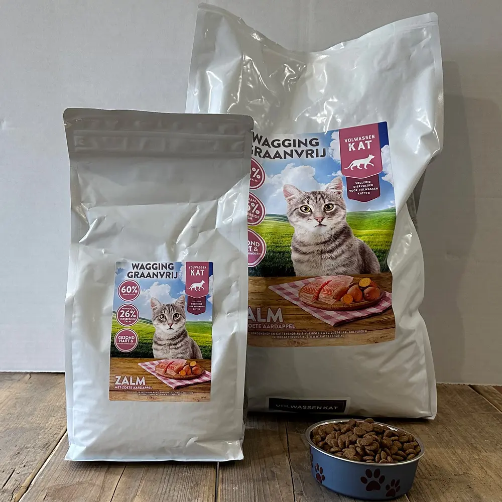 wagging graanvrij zalm kattenvoer