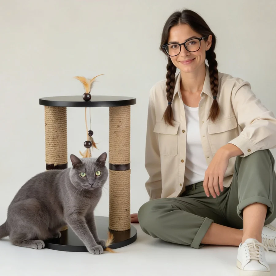 duo krabpaal kat met speeltje er aan